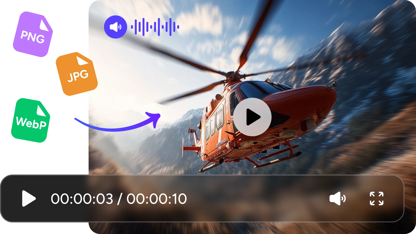 wan 2.5 creó un video de helicóptero con sonido
